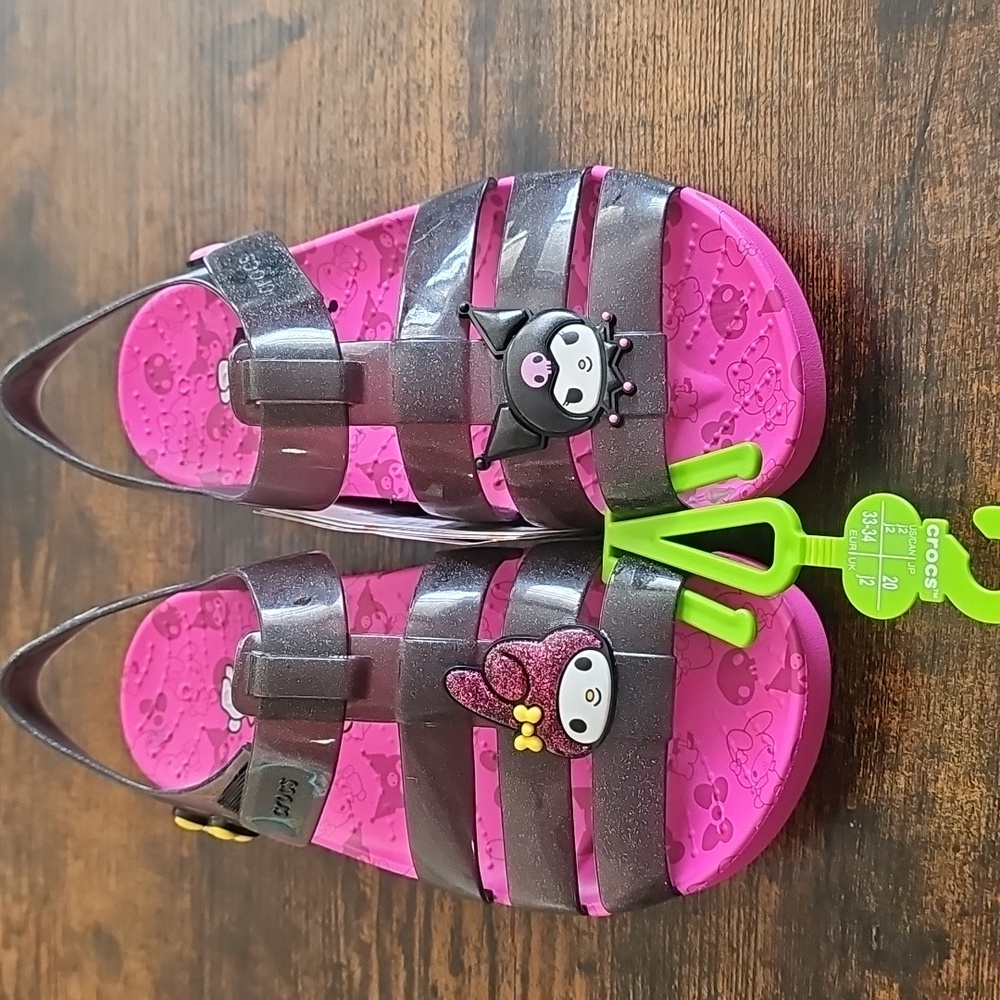Hello Kitty Kuromi & My Melody Pink Juniors Sz j2 Sandals NWT - Picture 2 of 9